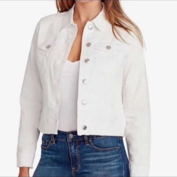 Nine West white stretch denim Jacket S NWT - Picture 1 of 16
